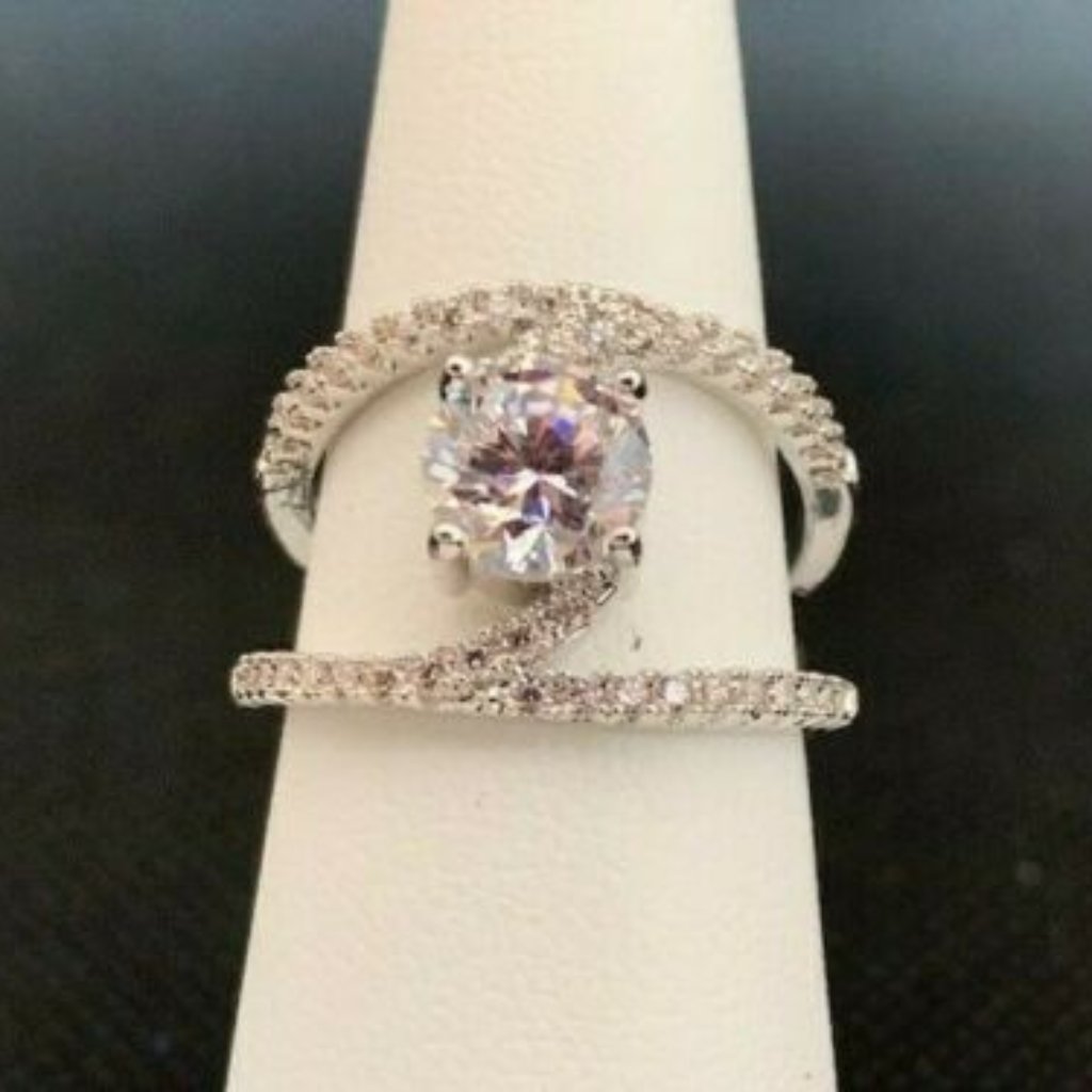 Rs Covenant #6125 Cubic Zirconia Solitaire Silver Rhodium Plated Ring Size 7